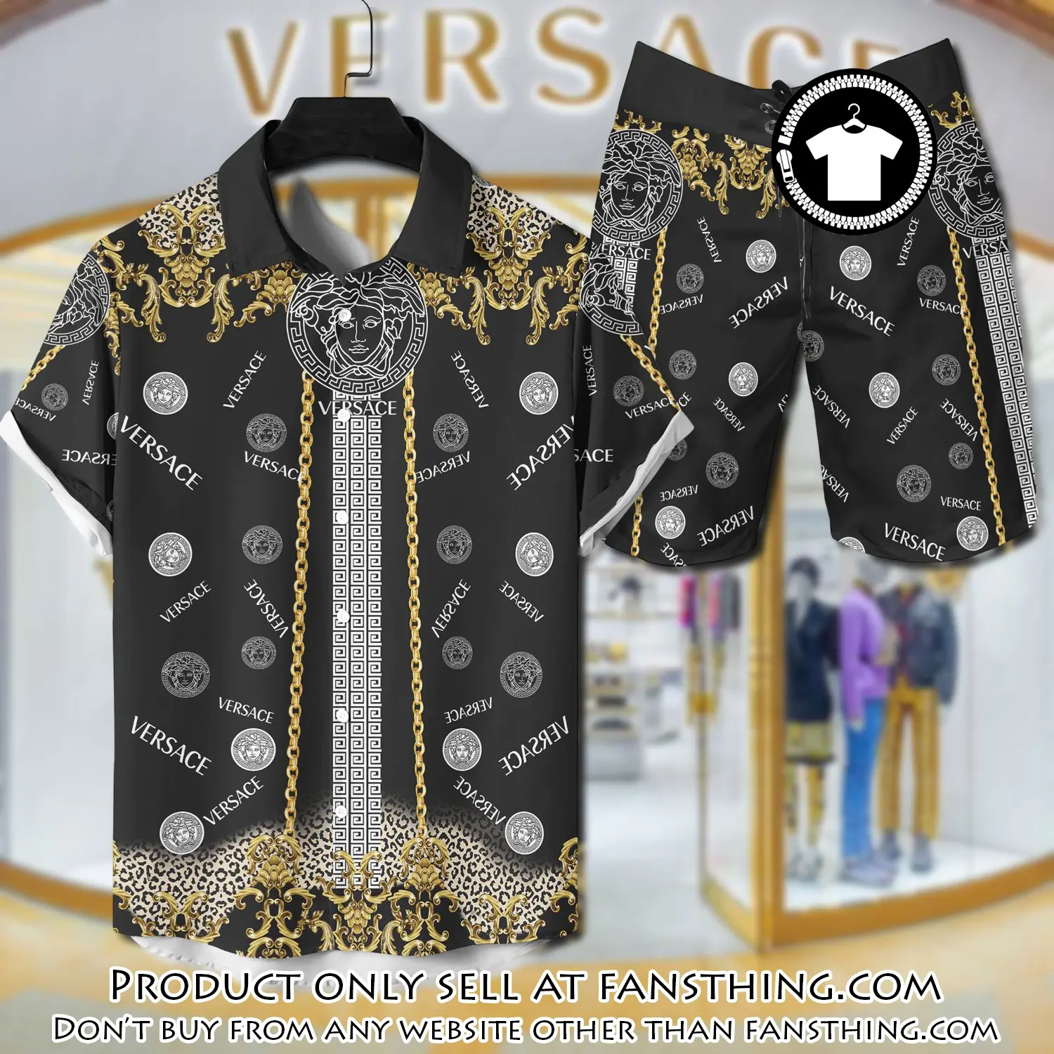 Versace luxury hawaiian shirt & short set lhs1207 fst5116506